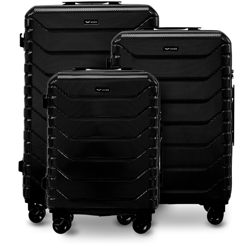 Set di 3 valigie Wings CRAKE POLICARBONATO 100% NERO