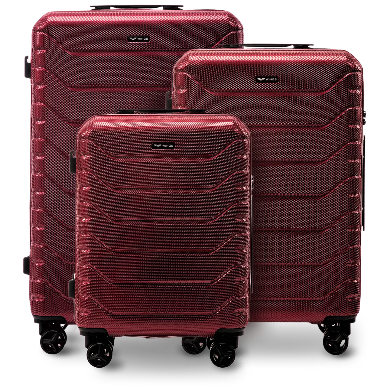 Zestaw 3 walizek Wings CRAKE POLICARBON 100% WINE RED CRAKE COLLECTION