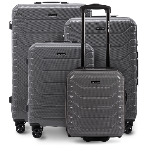 Set of 4 suitcases Wings CRAKE POLICARBON 100% DARK GREY