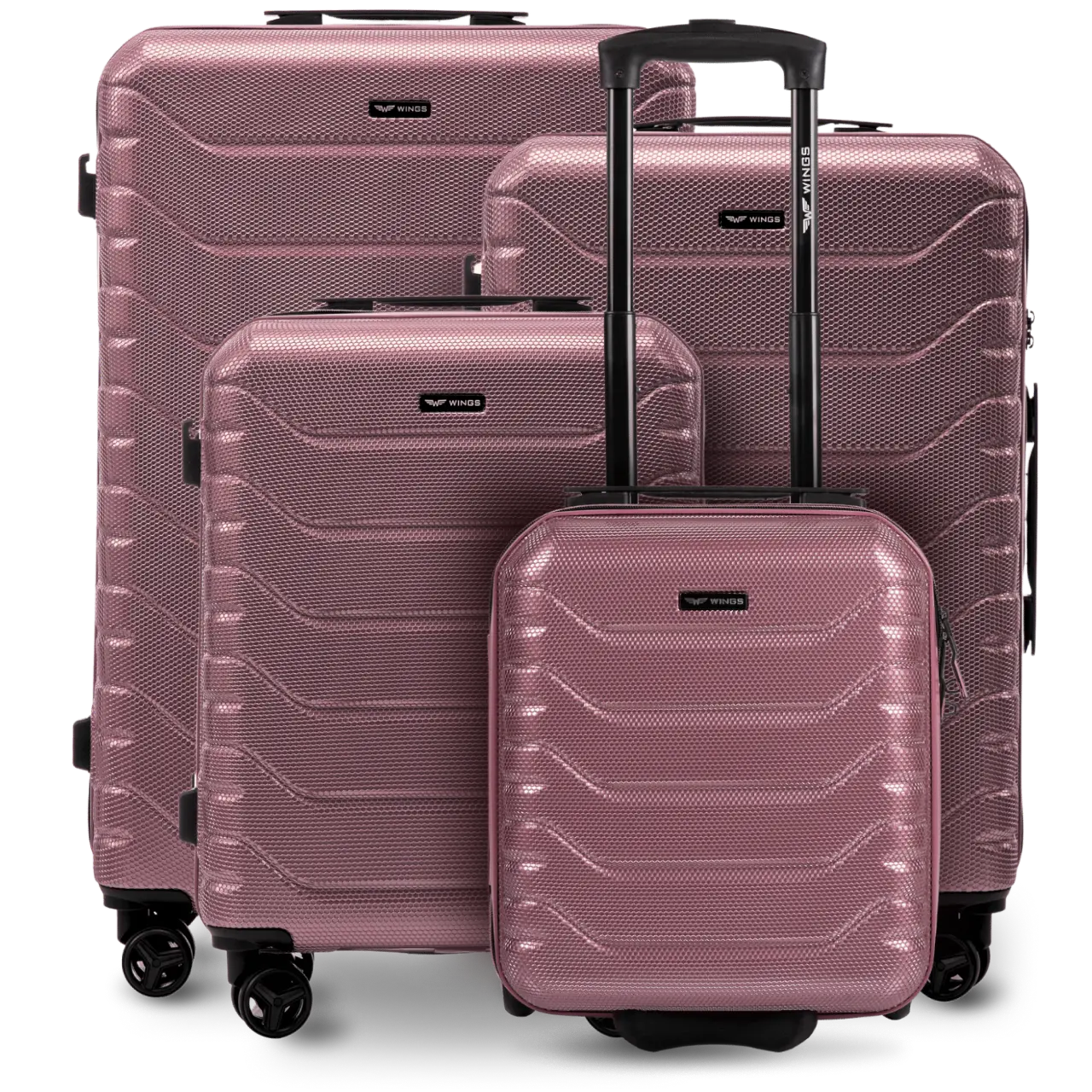 Zestaw 4 walizek Wings CRAKE POLICARBON 100% ROSE GOLD CRAKE COLLECTION