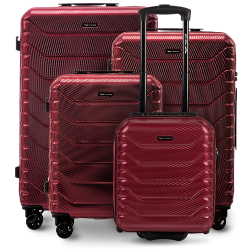 Set of 4 suitcases Wings CRAKE POLICARBON 100% WINE RED