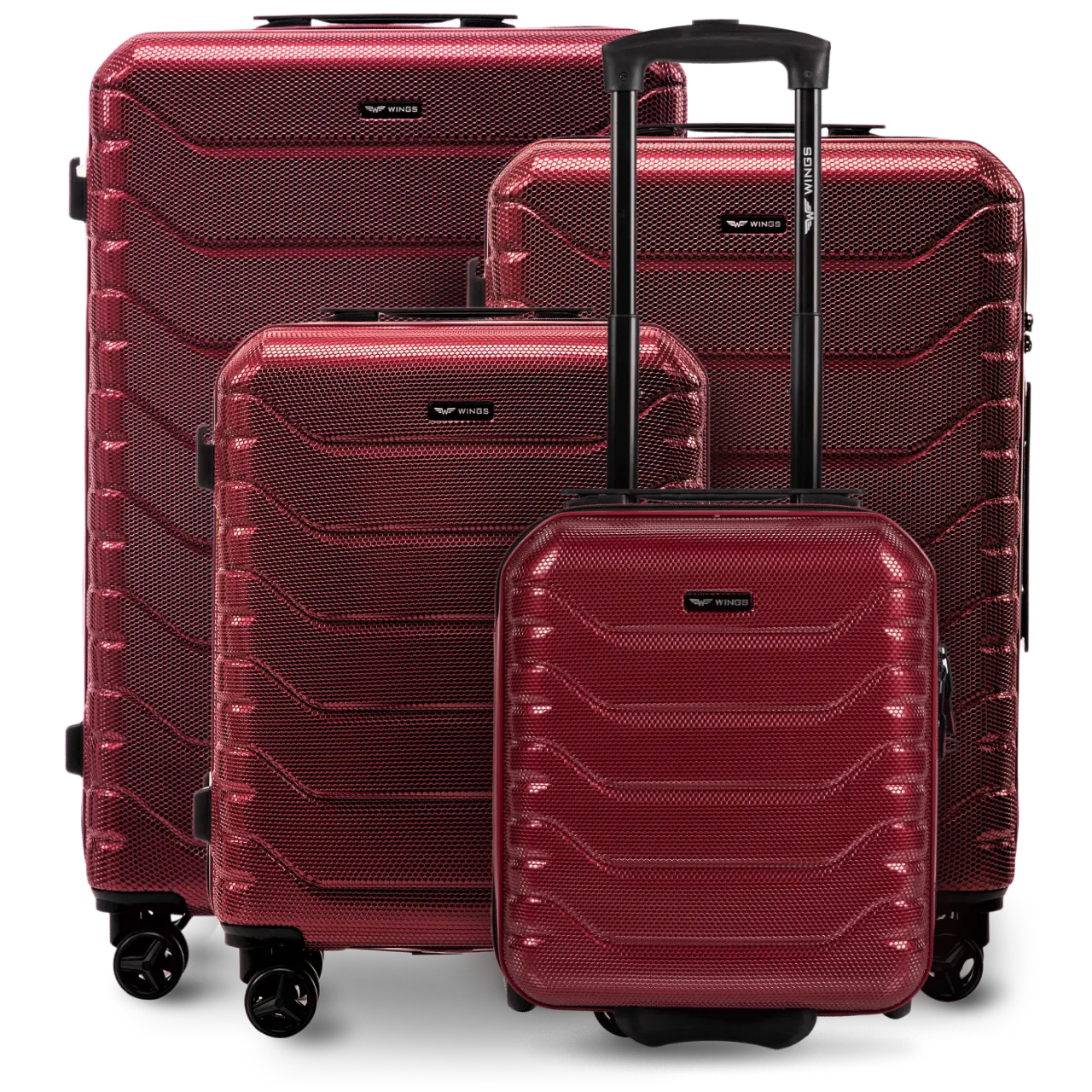 Zestaw 4 walizek Wings CRAKE POLICARBON 100% WINE RED CRAKE COLLECTION