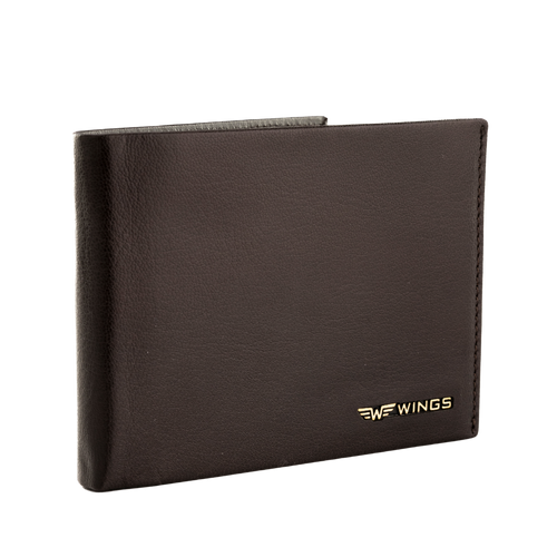 WINGS Pánska peňaženka z prírodnej kože s výklopnou časťou Brown