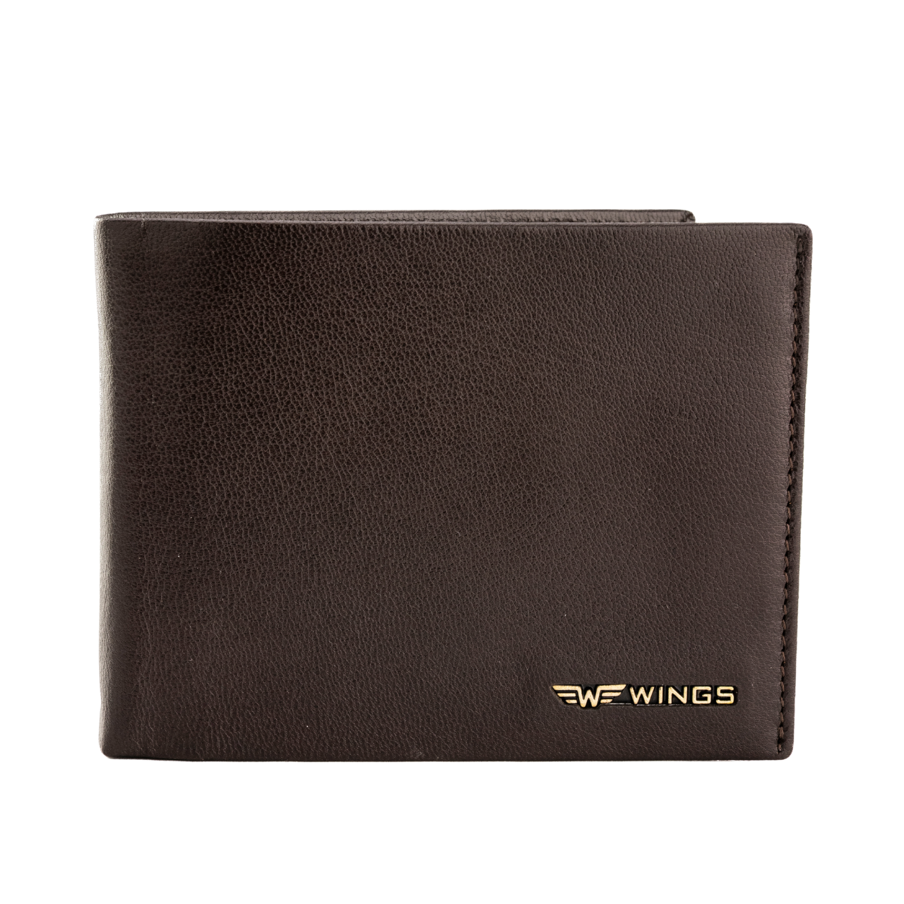 WINGS Portafoglio da uomo in pelle naturale con patta ribaltabile marrone