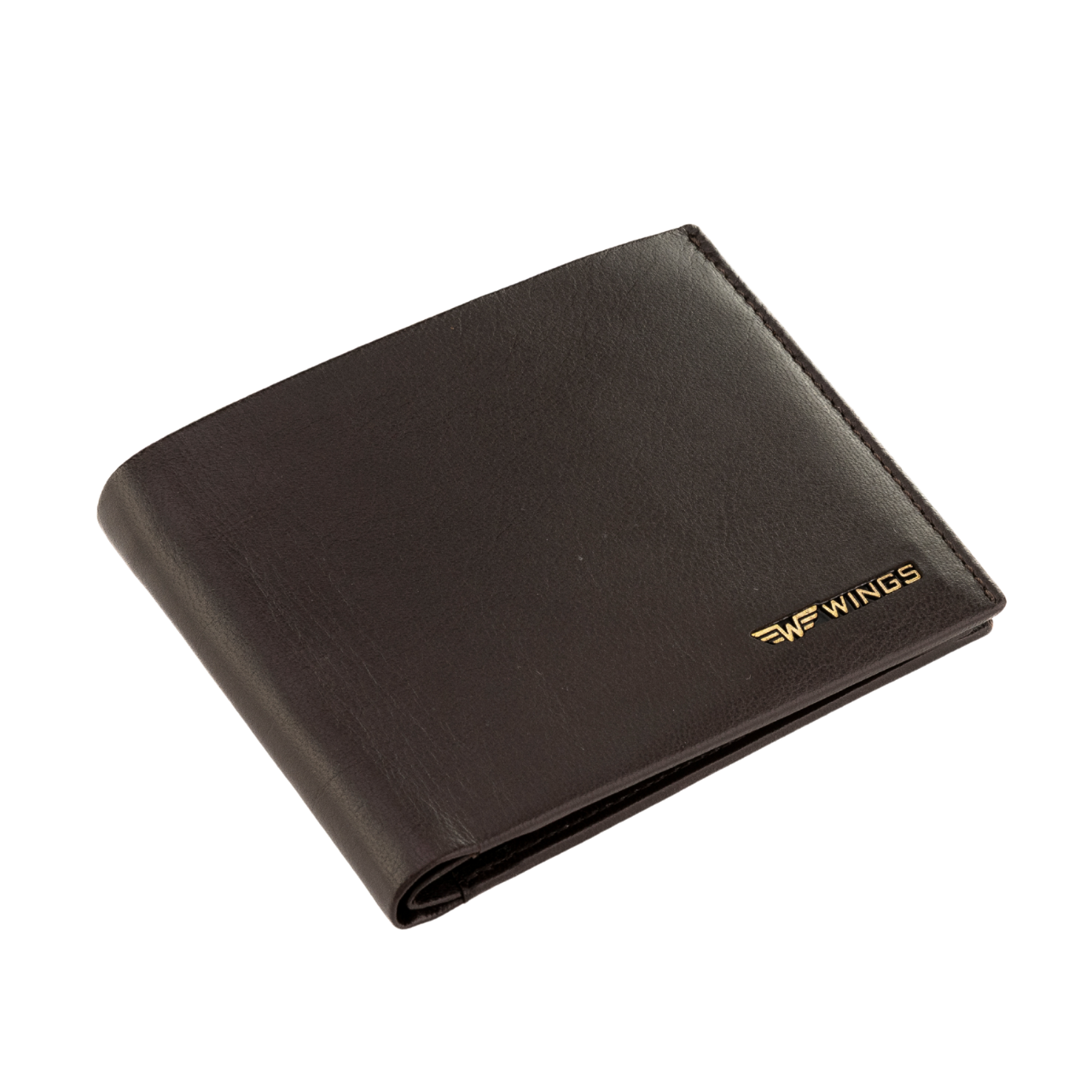 WINGS Portafoglio da uomo in pelle naturale con patta ribaltabile marrone
