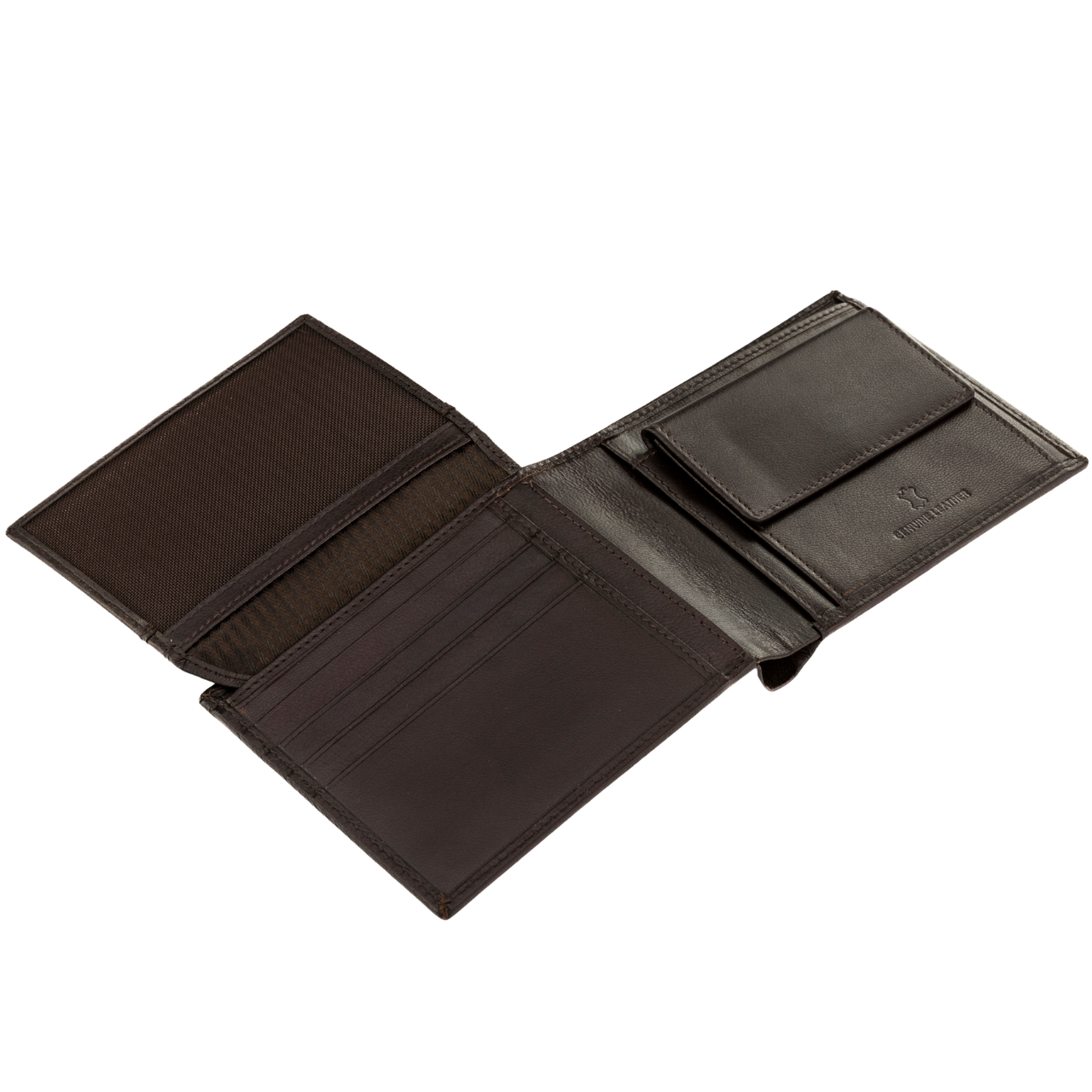 WINGS Portafoglio da uomo in pelle naturale con patta ribaltabile marrone