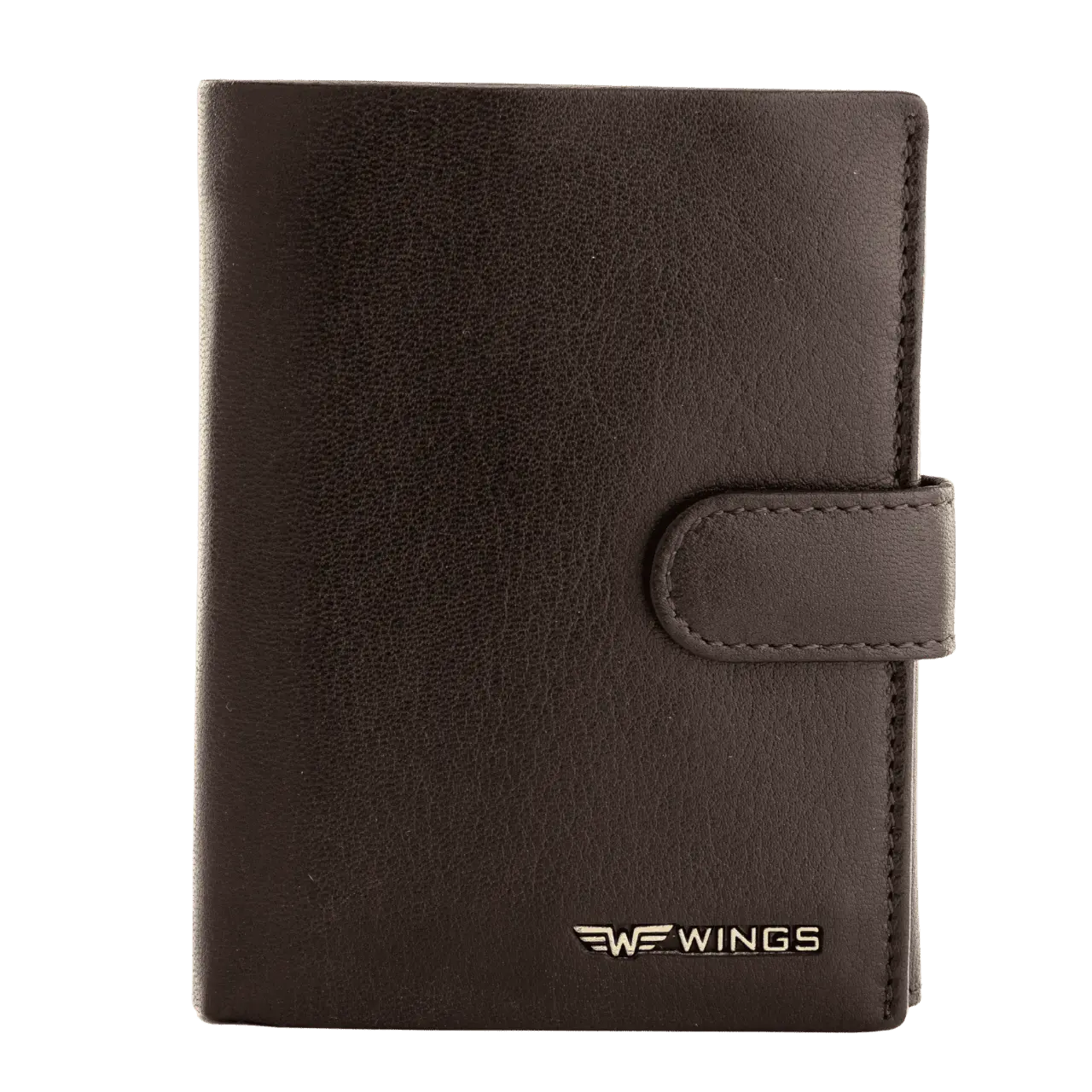 WINGS Męski portfel ze skóry naturalnej zapinany Brown LEATHER COLLECTION