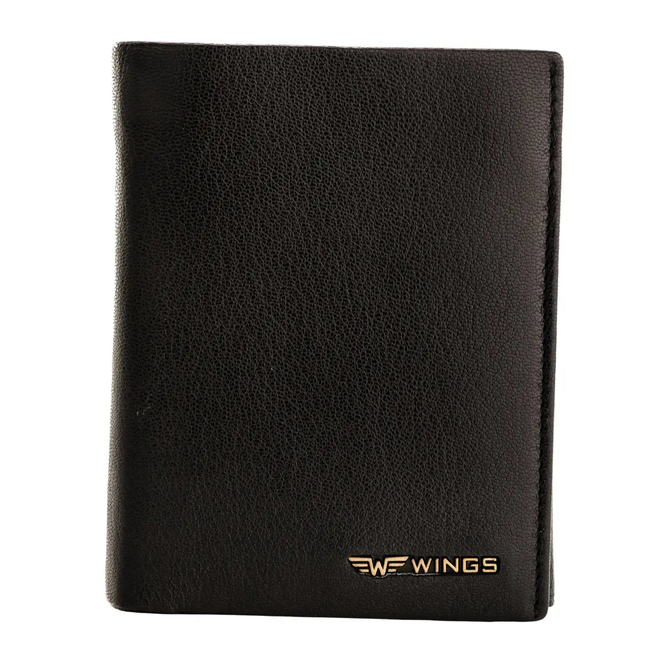 WINGS Męski portfel ze skóry naturalnej Black LEATHER COLLECTION