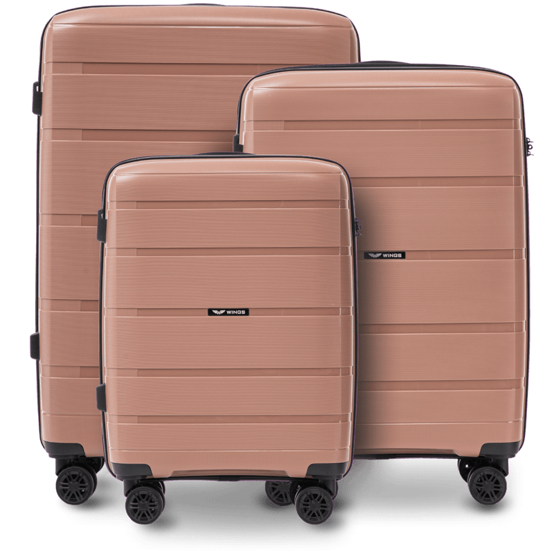 Set of 3 Wings HAWFINCH 3.0 polypropylene suitcases R. GOLD