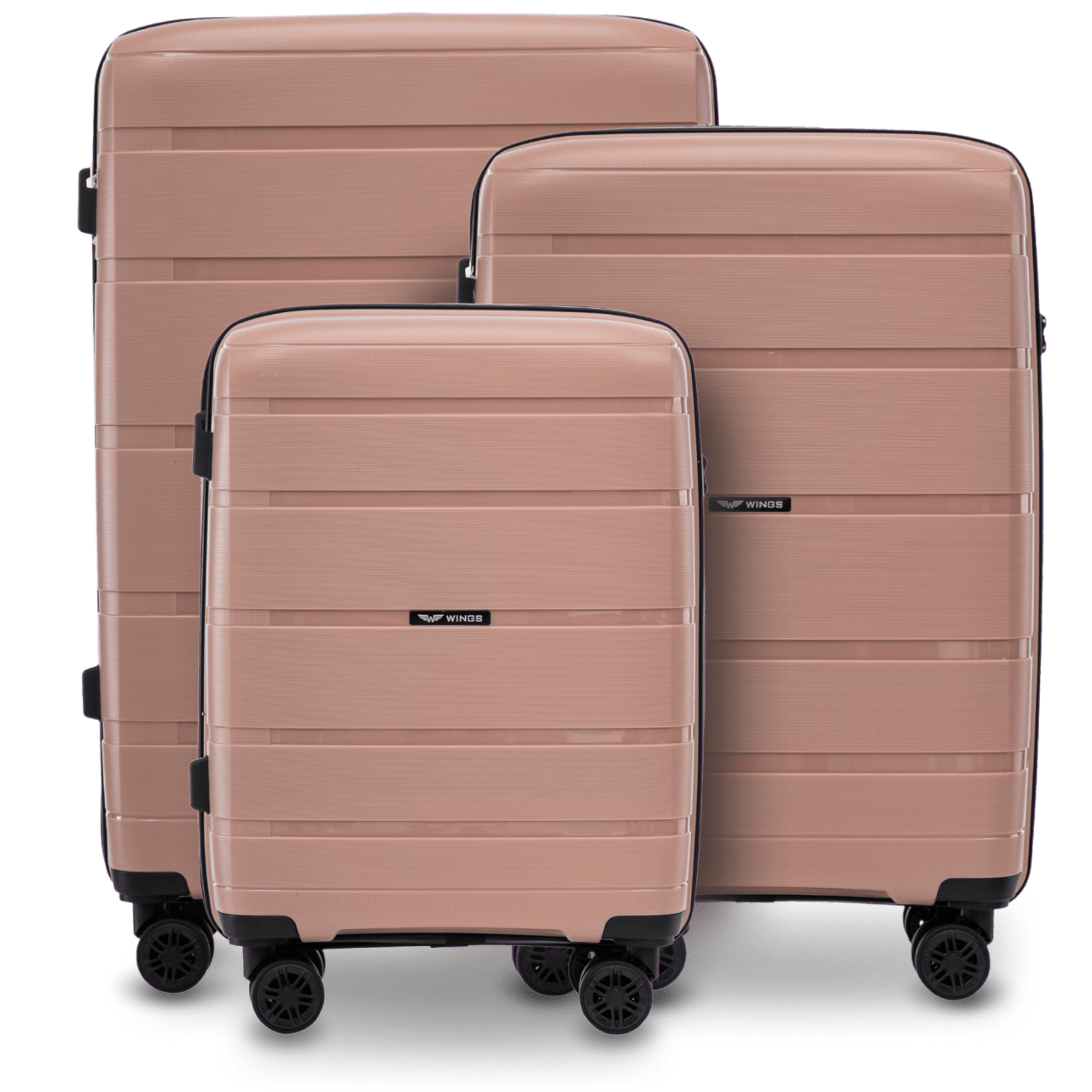 Set da 3 valigie Wings HAWFINCH 2.0 polipropilene ORO ROSA