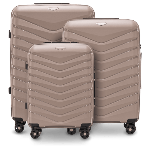 Súprava 3 kufrov Wings PHOENIX polypropylén šampanská