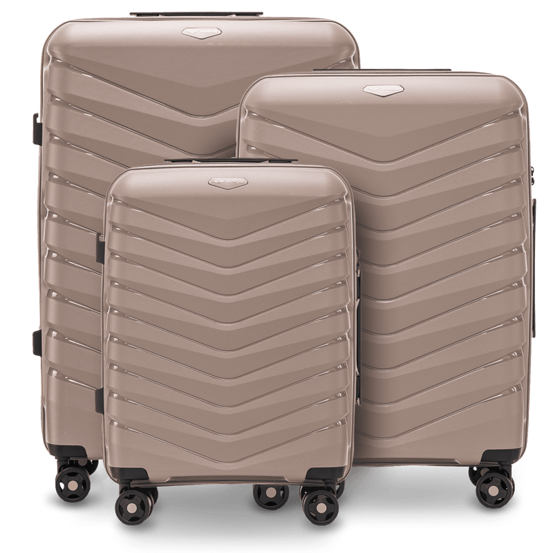 Lot de 3 valises WINGS PHOENIX en polypropylène CHAMPAGNE