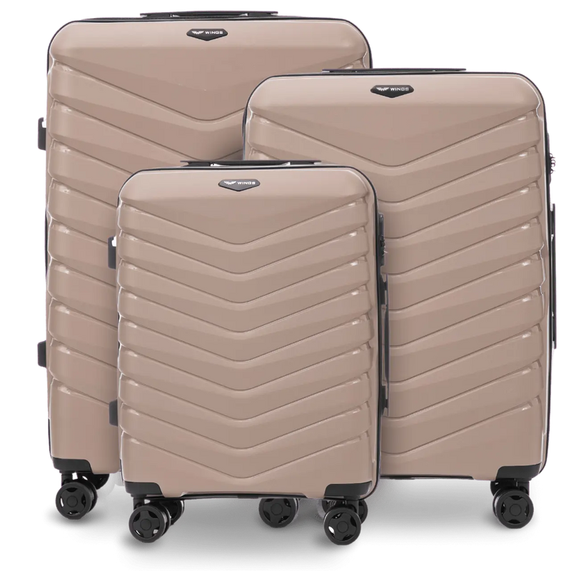 Set of 3 Wings PHOENIX 2.0 polypropylene suitcases CHAMPAGNE