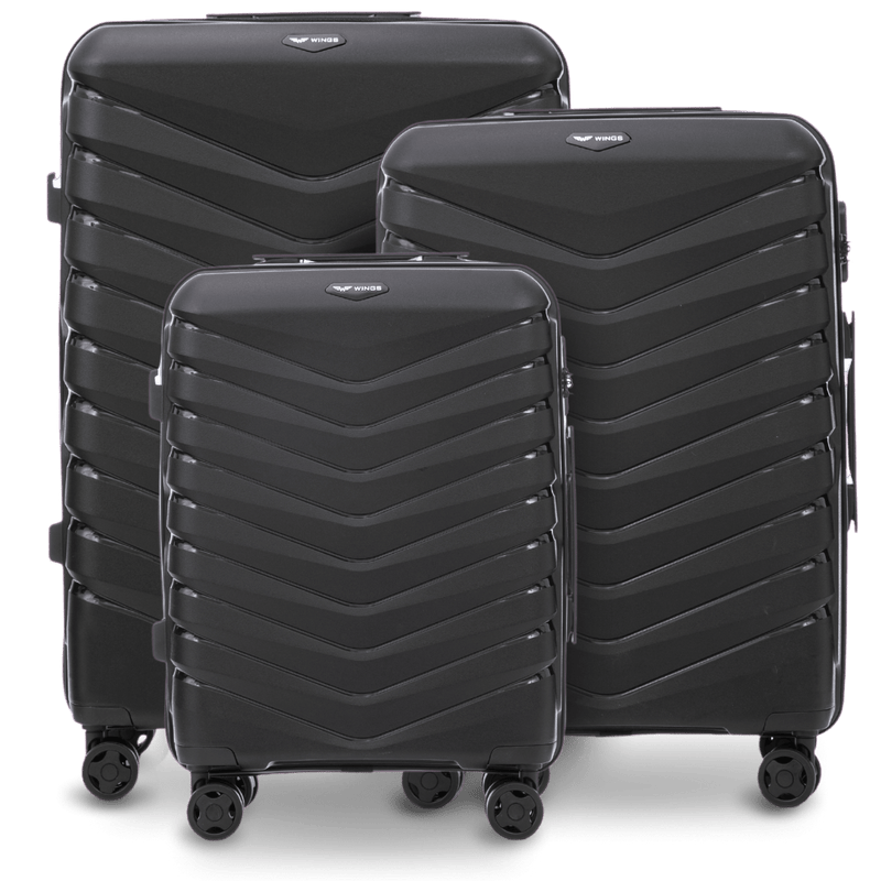 Set di 3 valigie Wings PHOENIX 2.0 in polipropilene NERO