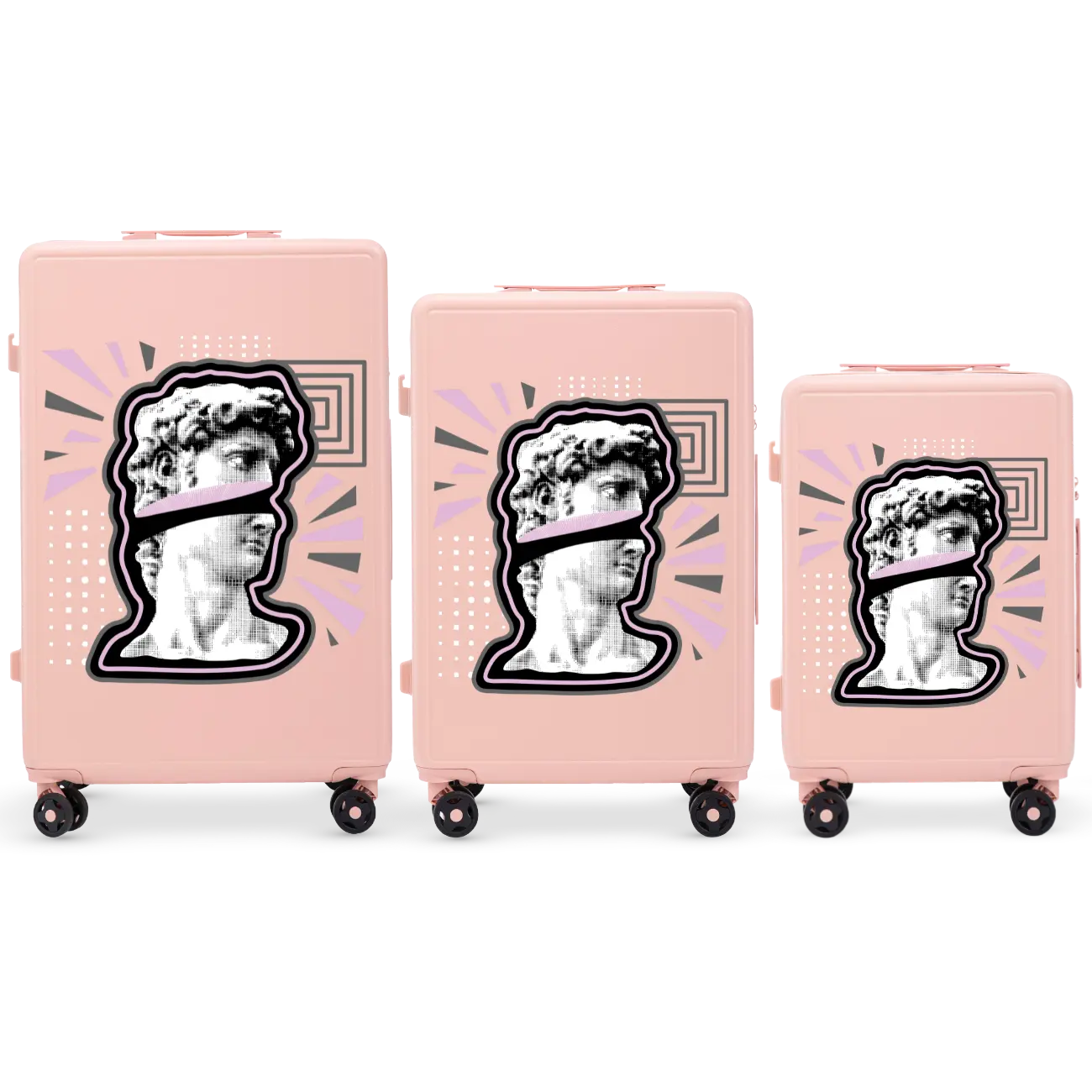 Komplet 3 WALIZEK Wings ABS+ Customized SOFT PINK POPIERSIE customized