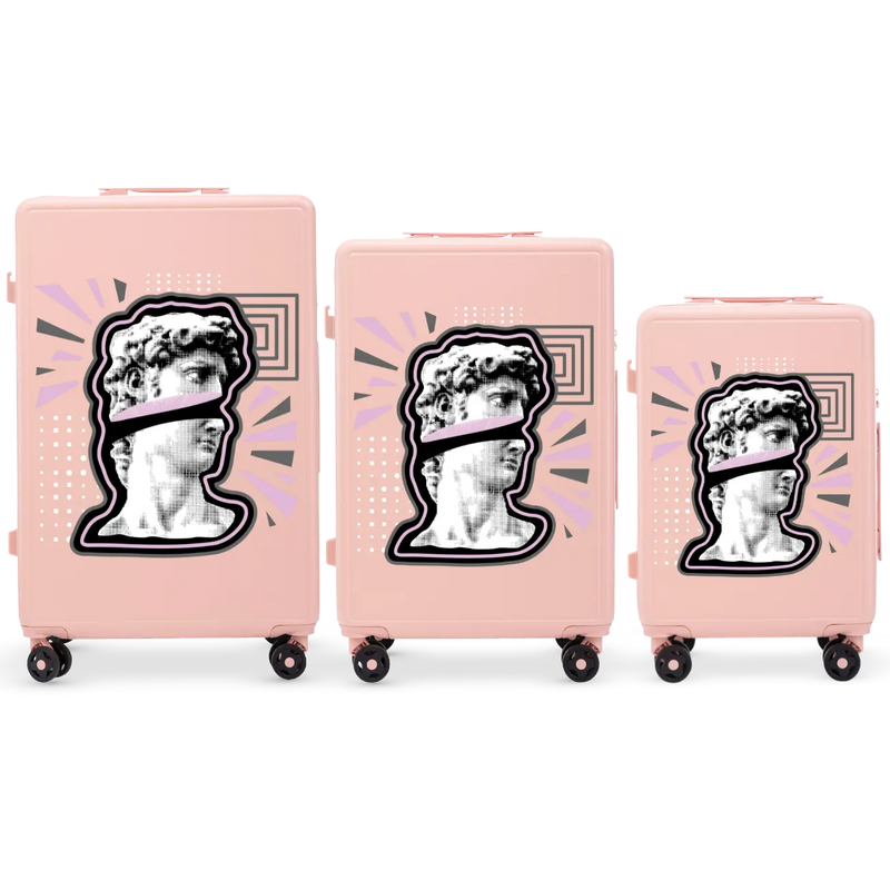Set 3 valize Wings ABS+ personalizate ROZ SOFT POPIERSIE