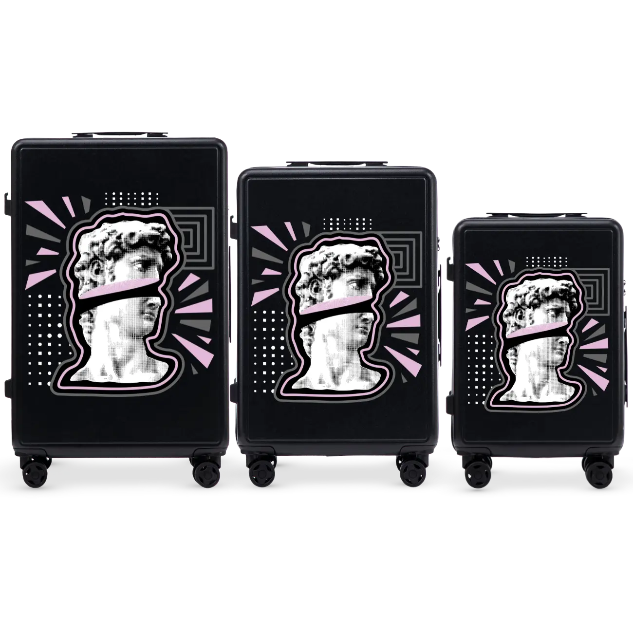 Komplet 3 WALIZEK Wings ABS+ Customized BLACK POPIERSIE customized