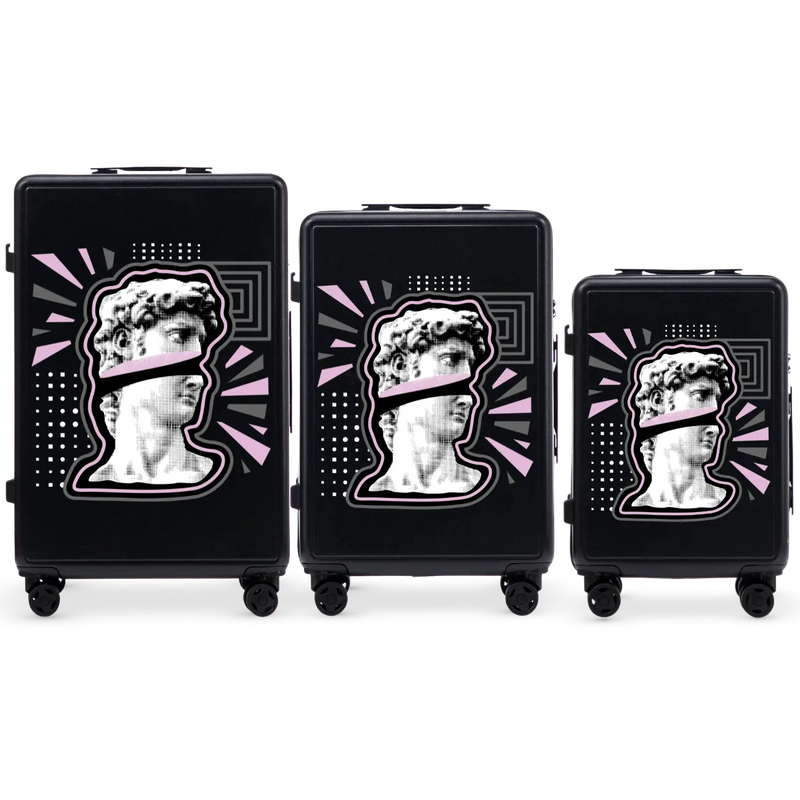 Set of 3 SUITCASES Wings ABS+ Customized BLACK POPIERSIE
