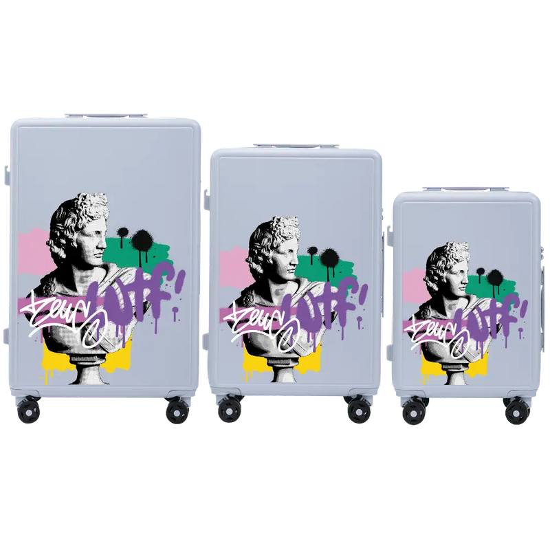 Set 3 valize Wings ABS+ personalizate ALBASTRU PASTEL ZEUS