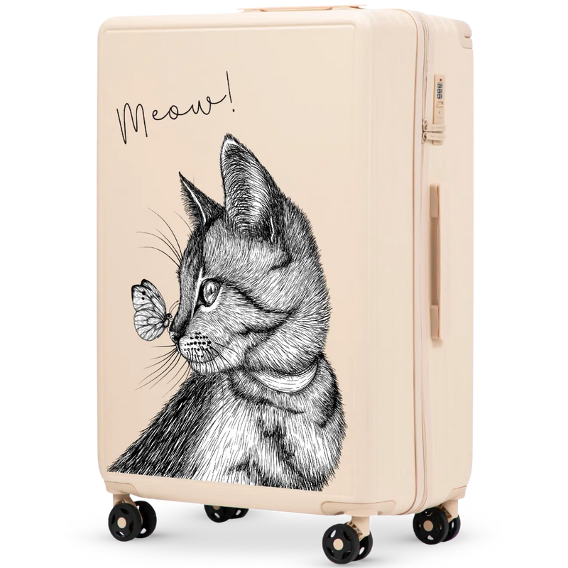 Large Wings ABS+ Suitcase 28" Customized DIRTY WHITE MEOW
