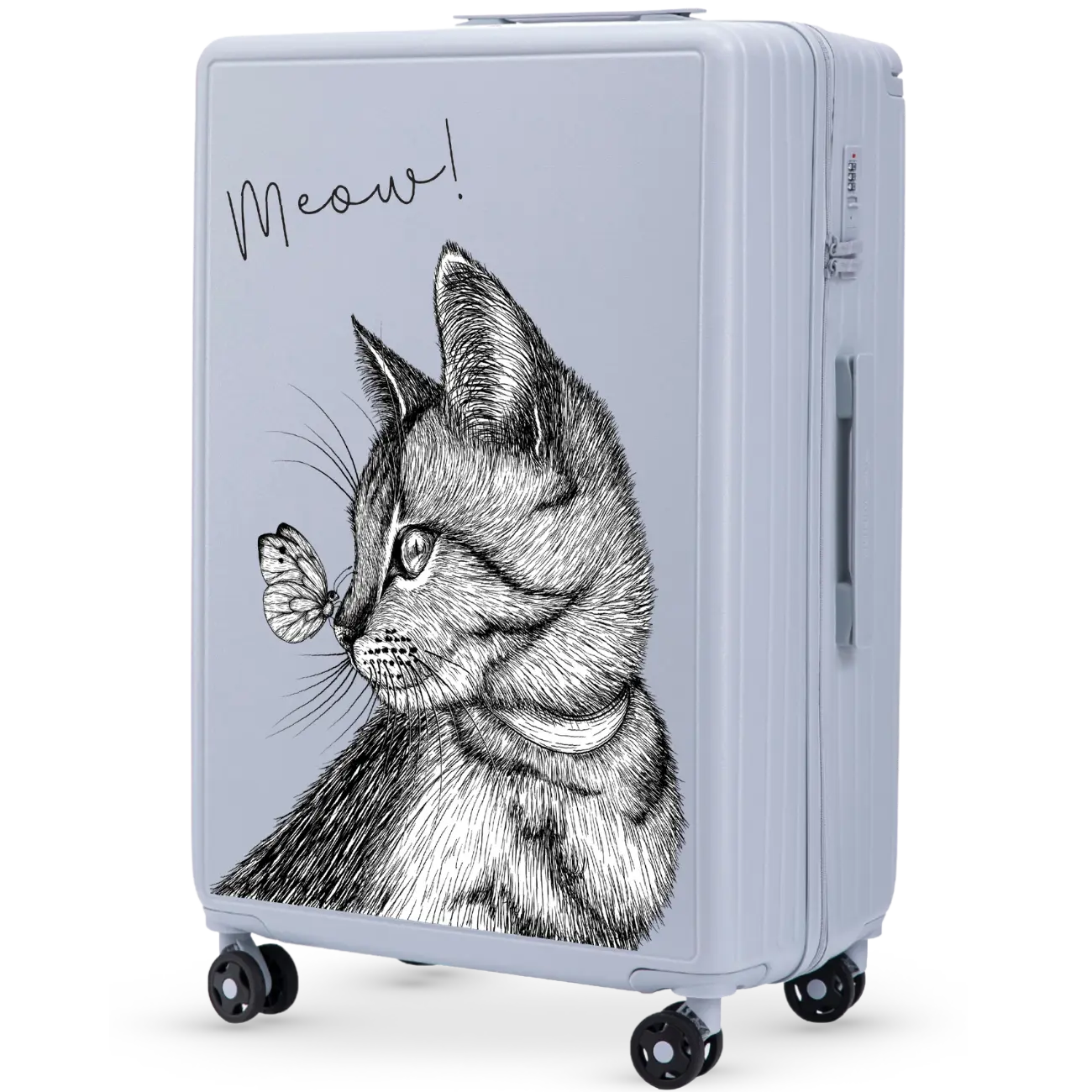 Walizka duża Wings ABS+ 28" Customized PASTEL BLUE MEOW customized
