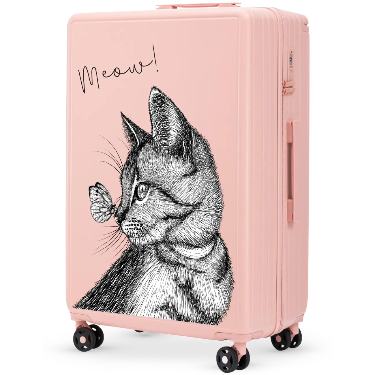 Walizka duża Wings ABS+ 28" Customized SOFT PINK MEOW customized