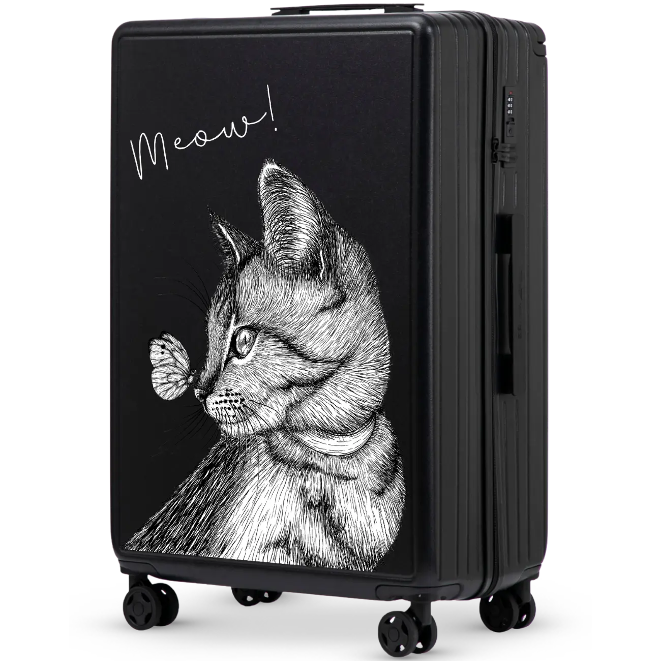 Walizka duża Wings ABS+ 28" Customized BLACK MEOW customized