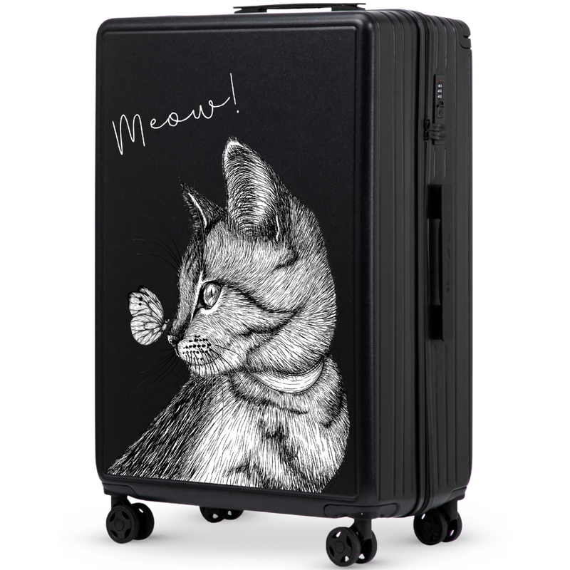 Liela koferis Wings ABS+ 28" Customized BLACK MEOW