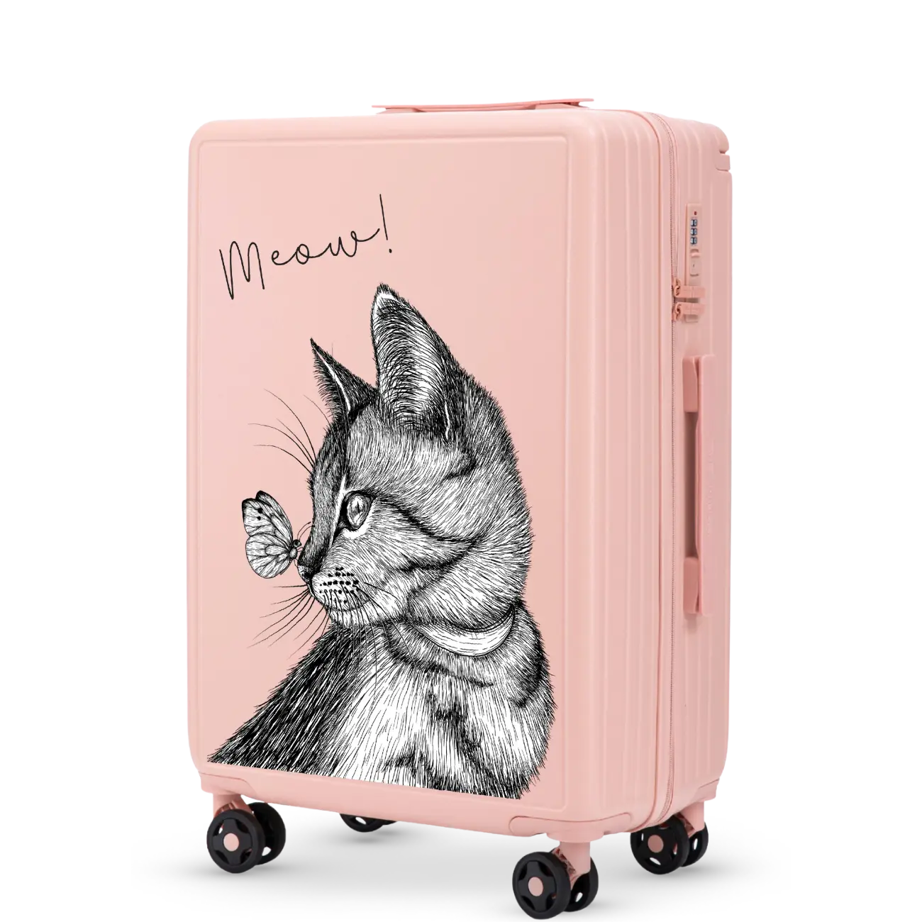 Walizka średnia Wings ABS+ 24" Customized SOFT PINK MEOW customized
