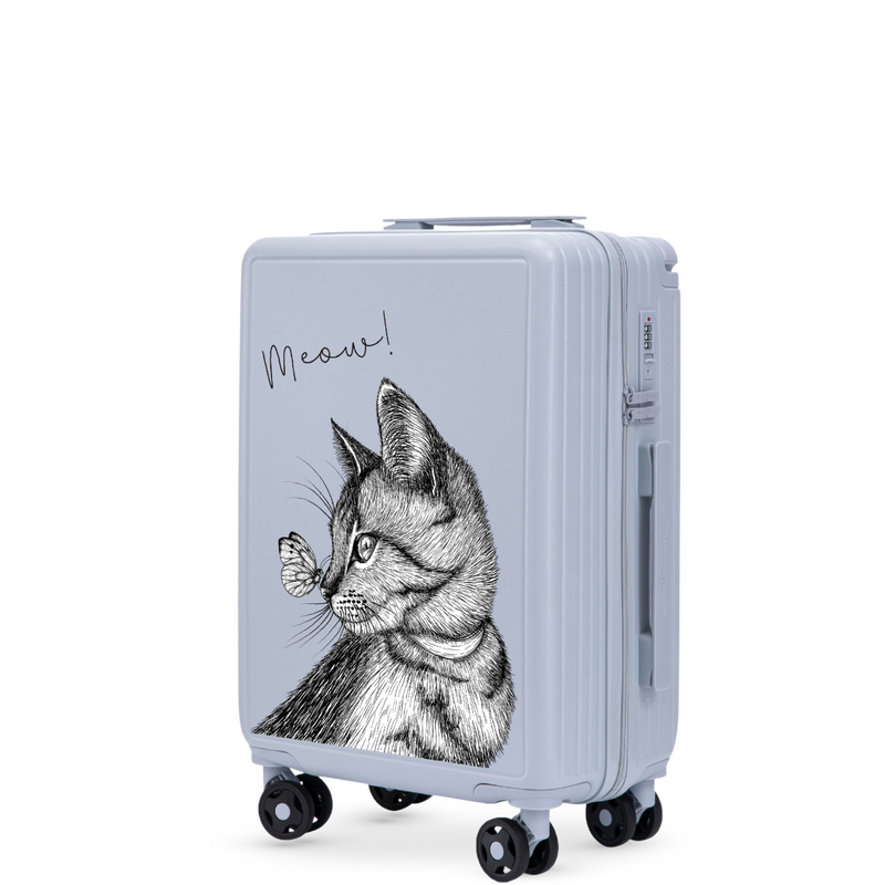 Kabinový kufr Wings ABS+ 20" Přizpůsobený PASTEL MODRÝ MEOW