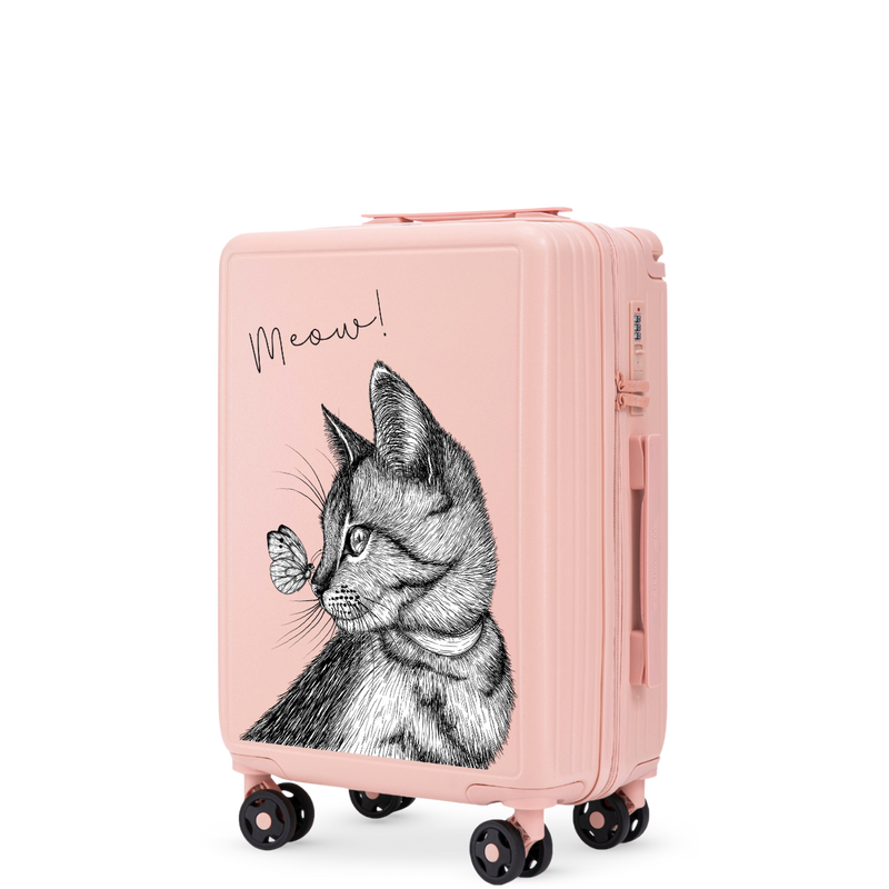 Kabinový kufr Wings ABS+ 20" Přizpůsobený JEMNĚ RŮŽOVÝ MEOW