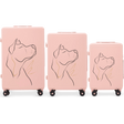 Set od 3 kofera Wings ABS+ prilagođeni SOFT PINK DOG