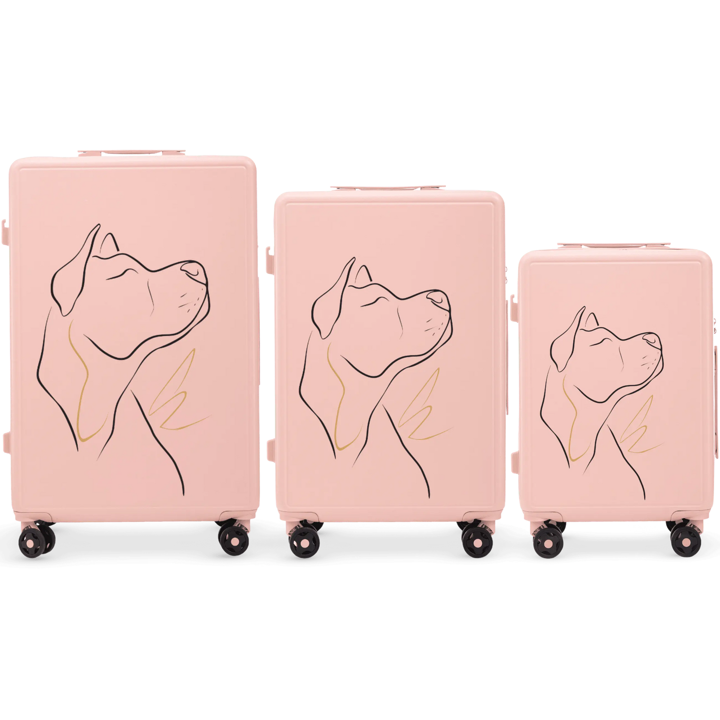 Komplet 3 WALIZEK Wings ABS+ Customized SOFT PINK DOG customized