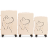 Komplekt 3 WALIZEK Wings ABS+ kohandatud MUSTA VALGE KOERAGA