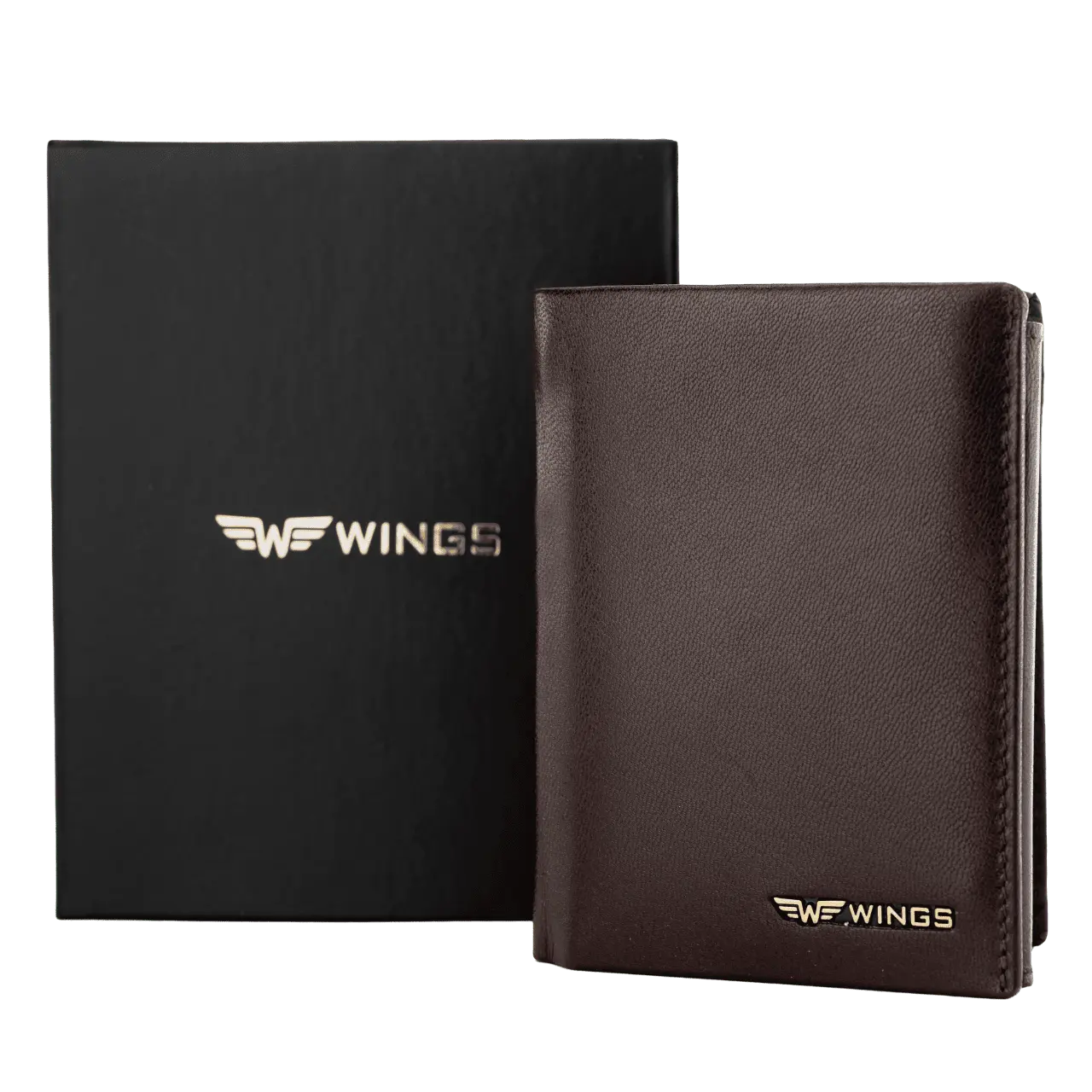WINGS Męski portfel ze skóry naturalnej Brown LEATHER COLLECTION
