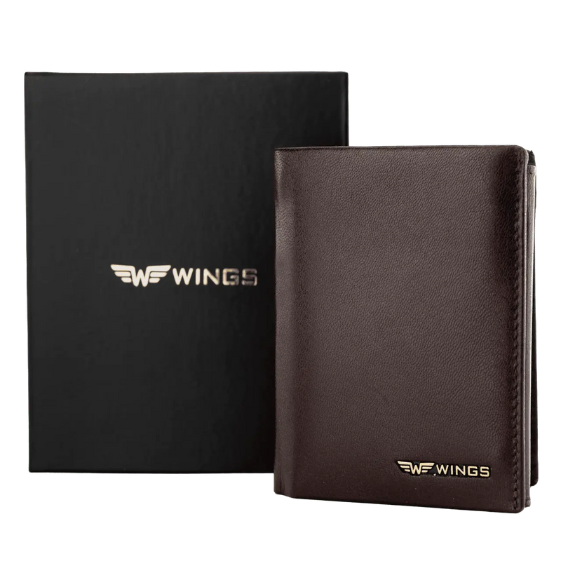 WINGS Men's Wallet Made of Natural Goat Leather Brown