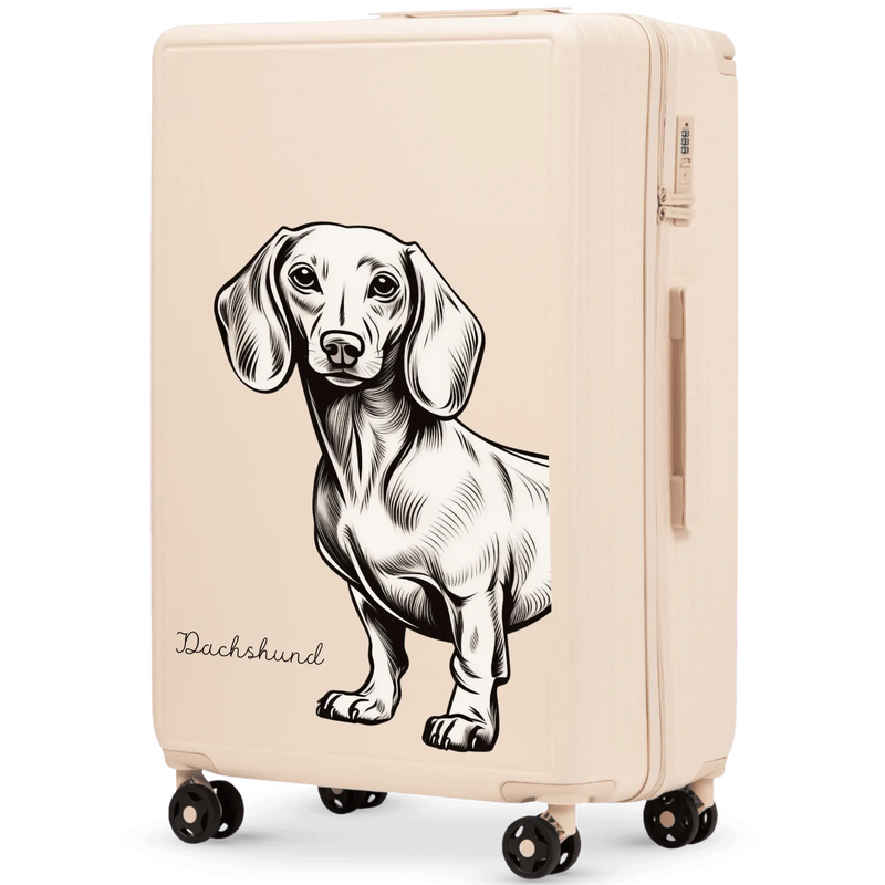 Large Wings ABS+ Suitcase 28" Customized DIRTY WHITE DACHSHUND