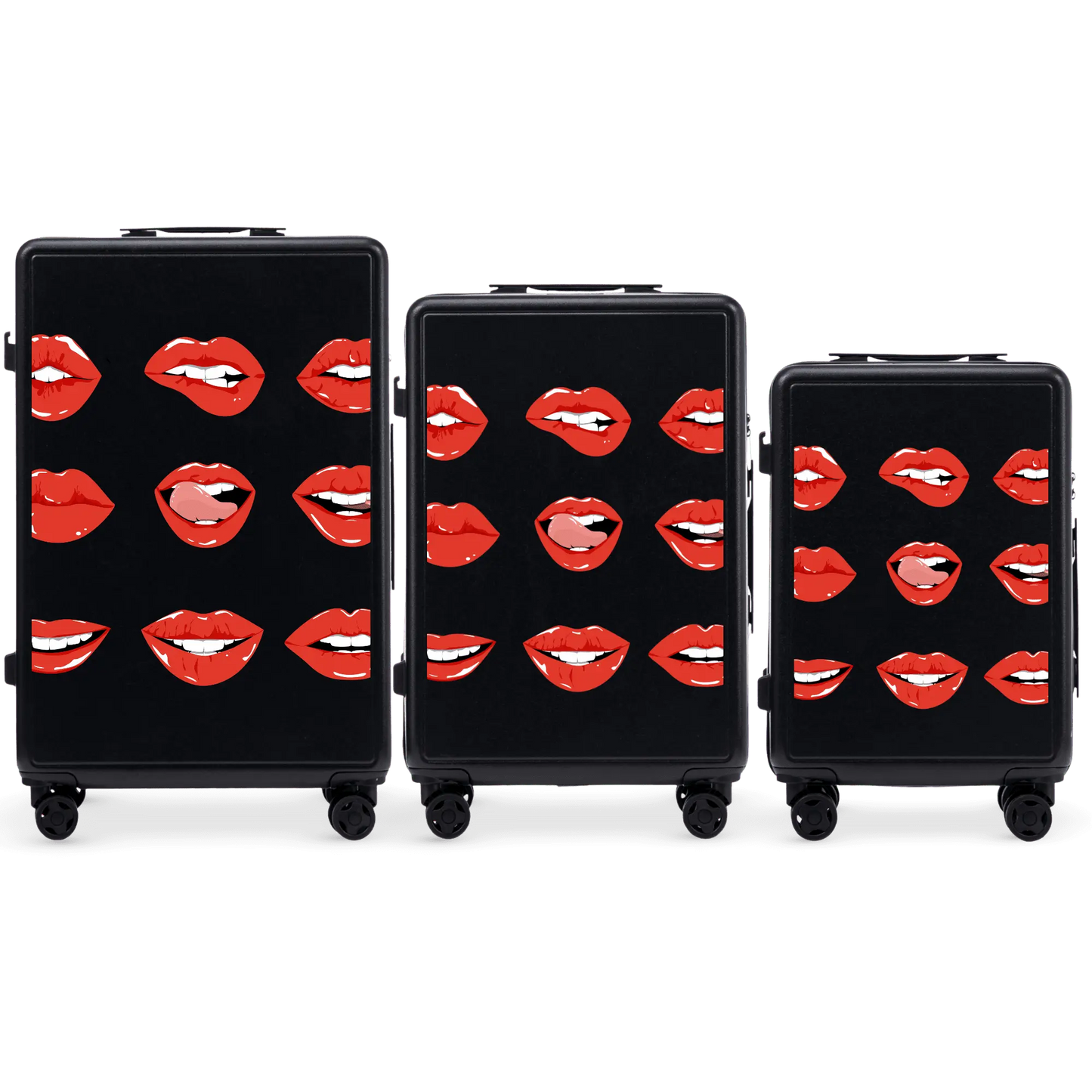 Komplet 3 WALIZEK Wings ABS+ Customized BLACK LIPS customized