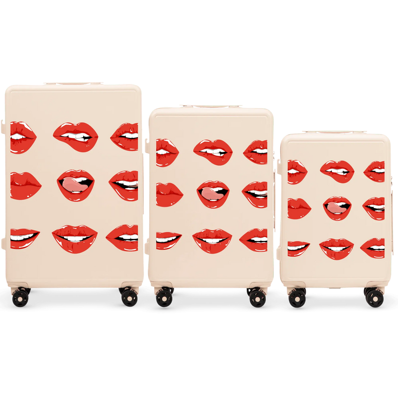 Set of 3 SUITCASES Wings ABS+ Customized DIRTY WHITE LIPS