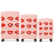 Set of 3 SUITCASES Wings ABS+ Customized SOFT PINK LIPS