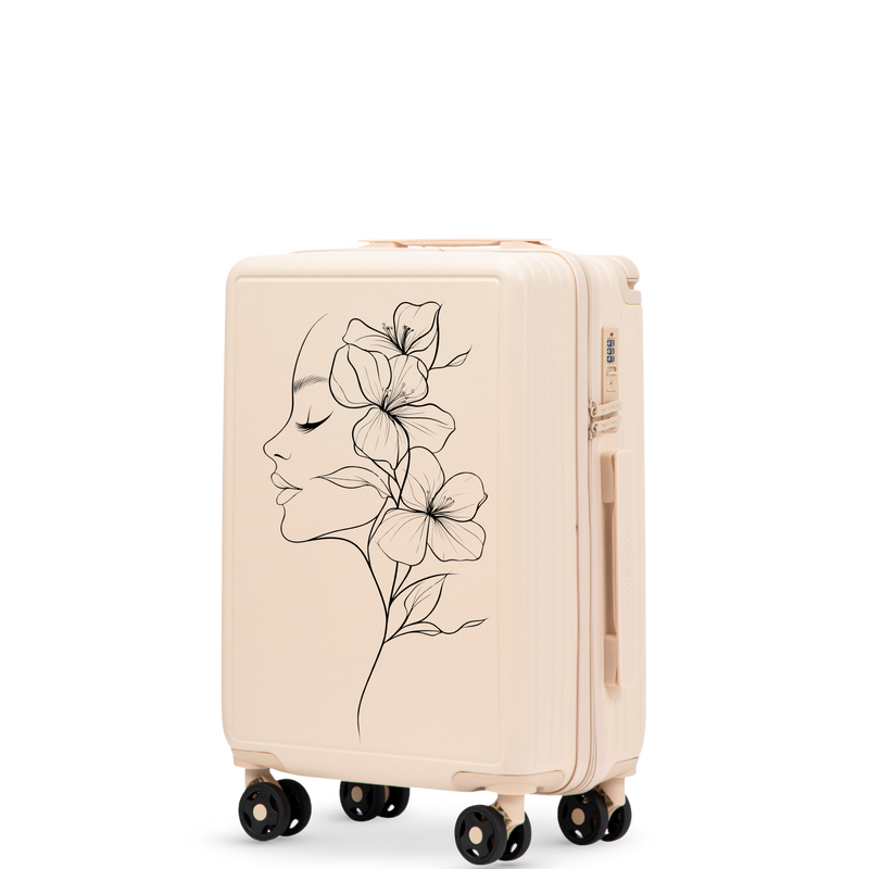 Kabinový kufr Wings ABS+ 20" Přizpůsobený ŠPINAVĚ BÍLÁ KVĚTINA