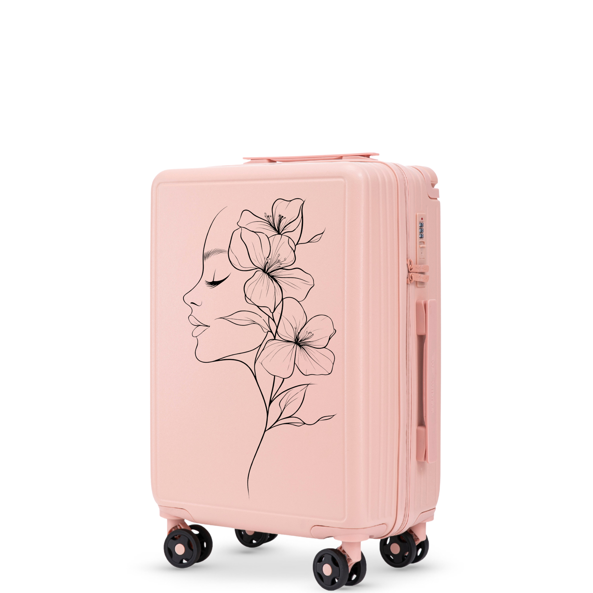 Кабинен куфар Wings ABS+ 20" Персонализиран МЕК РОЗОВ ЦВЯТ