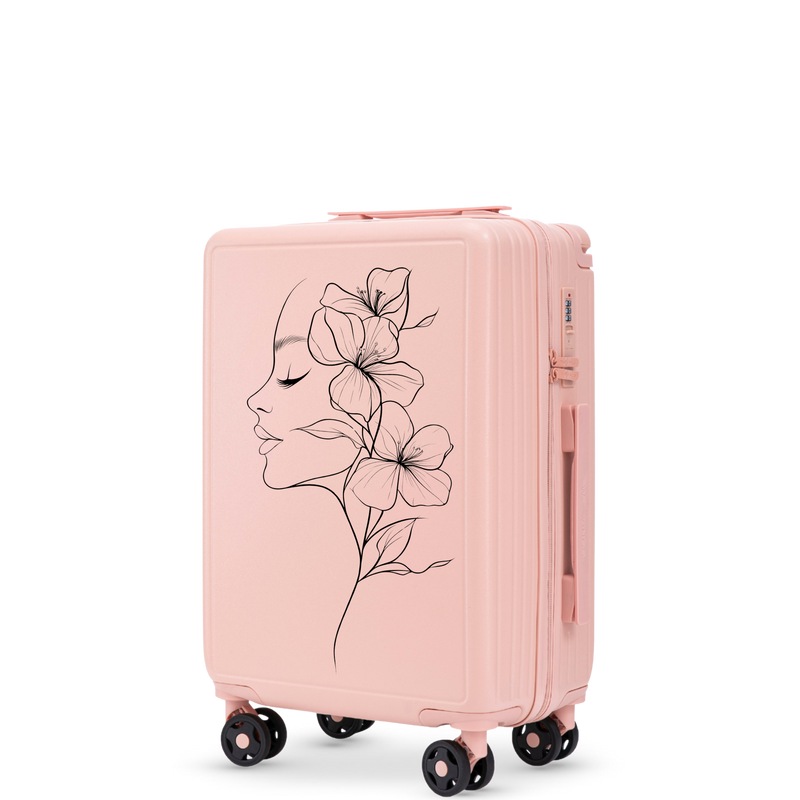 Kabinový kufr Wings ABS+ 20" Přizpůsobený JEMNĚ RŮŽOVÁ KVĚTINA