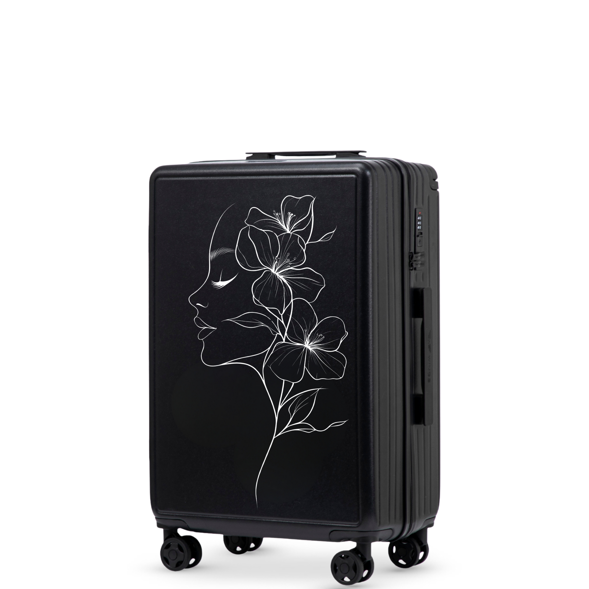 Kabínový kufor Wings ABS+ 20" Customized BLACK FLOWER