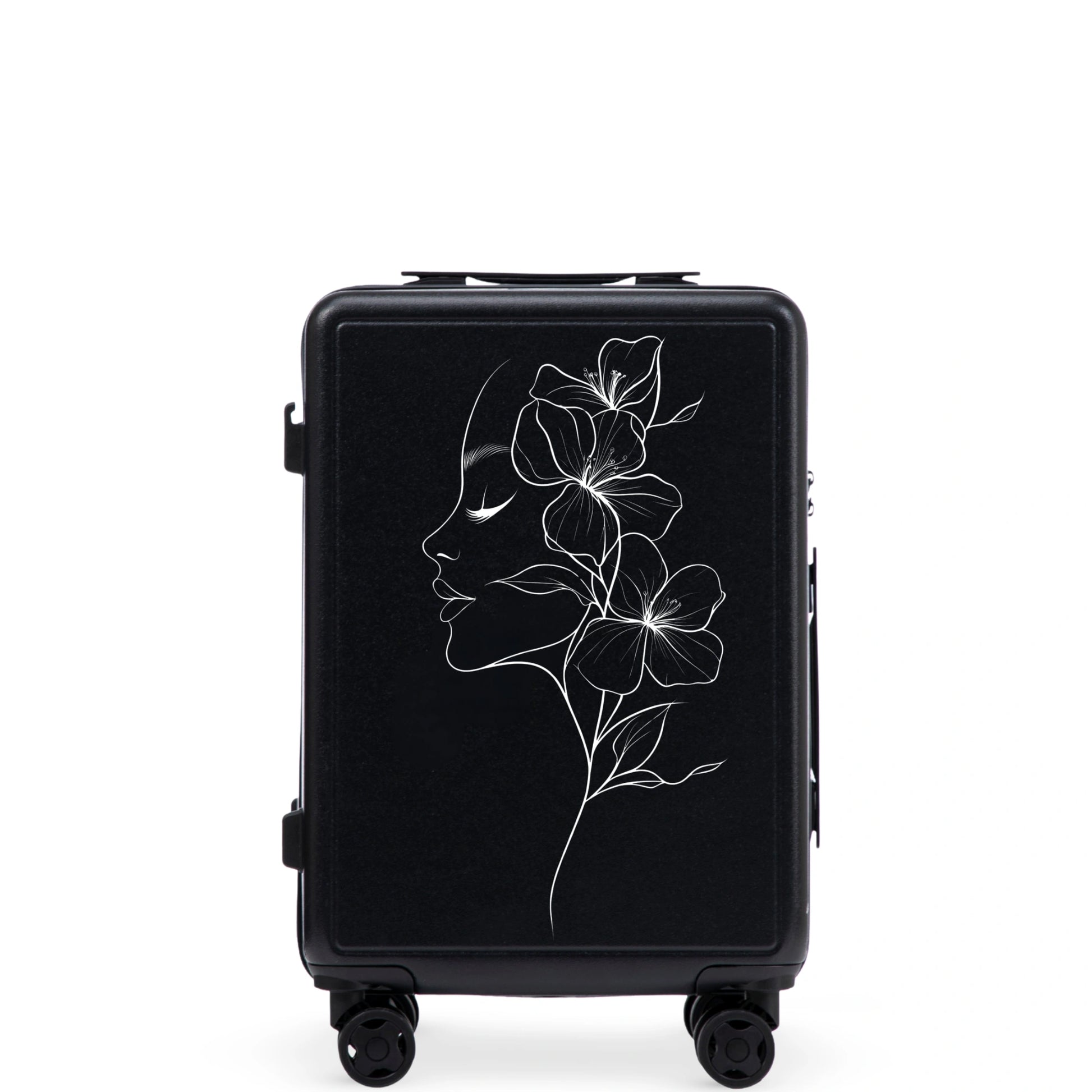 Kabínový kufor Wings ABS+ 20" Customized BLACK FLOWER