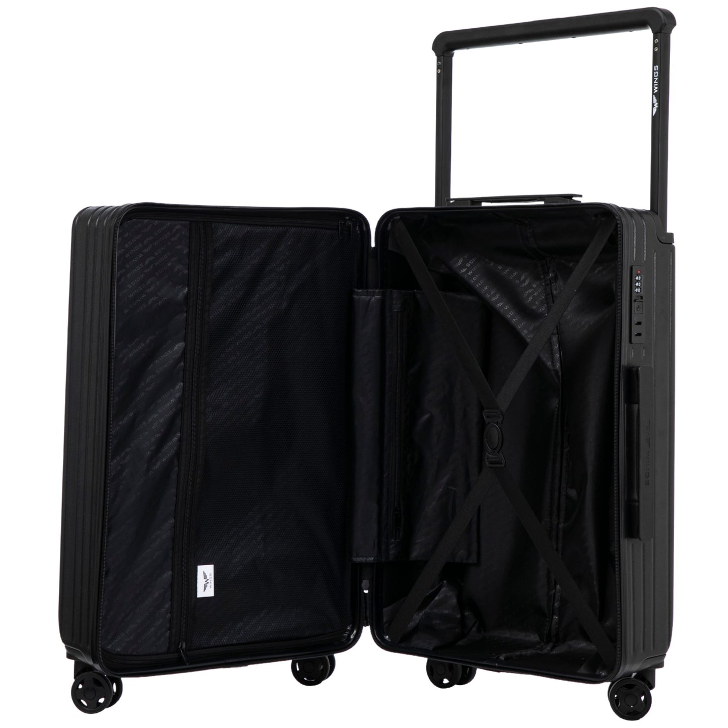 Kabínový kufor Wings ABS+ 20" Customized BLACK FLOWER