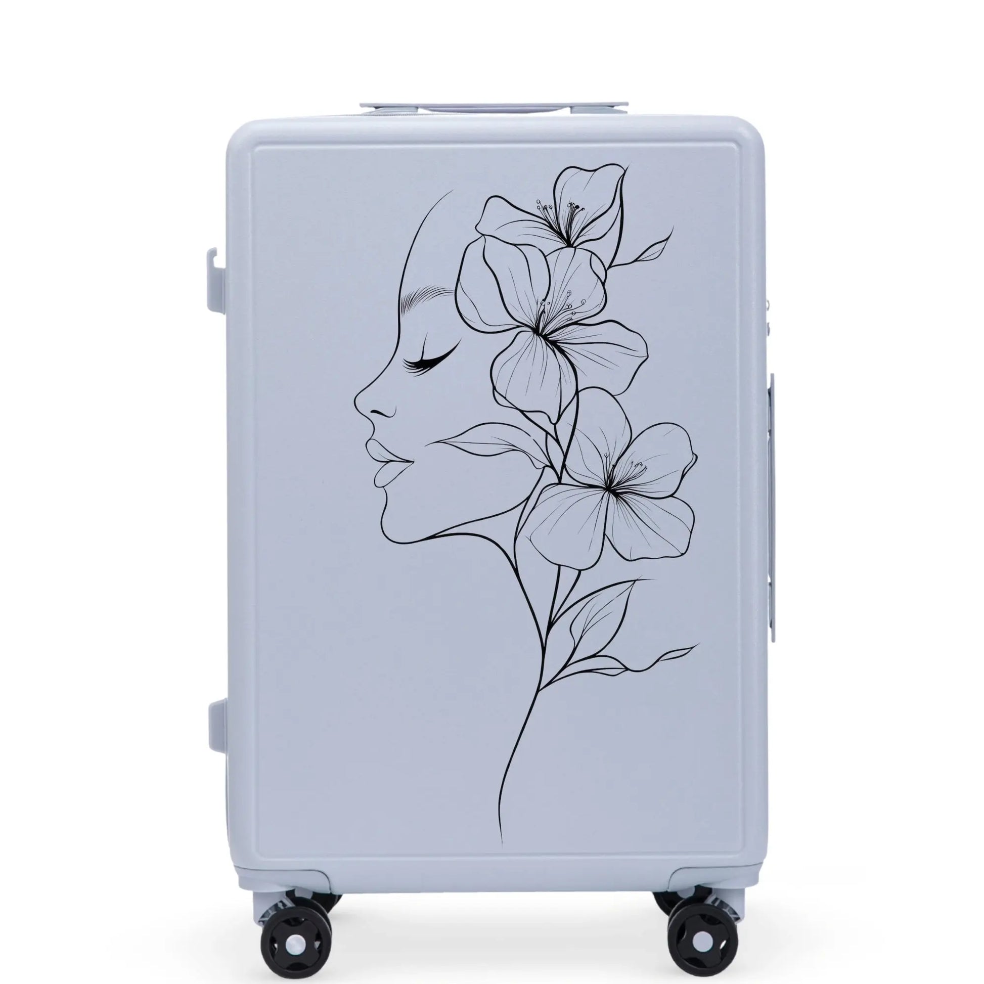 Walizka średnia Wings ABS+ 24" Customized PASTEL BLUE FLOWER customized