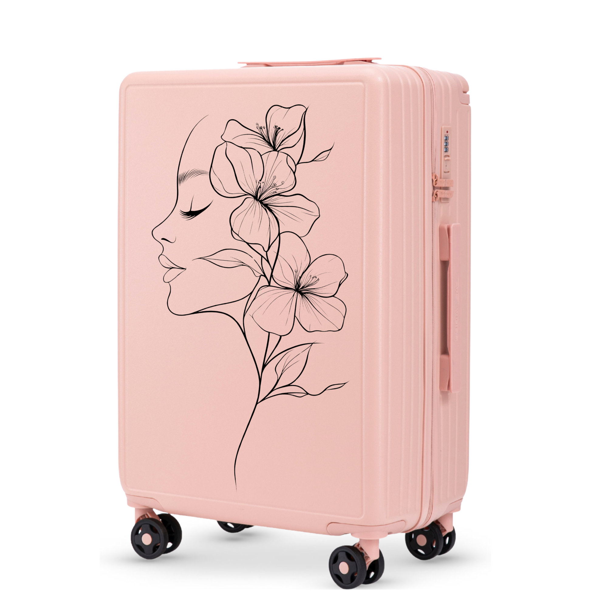 Walizka średnia Wings ABS+ 24" Customized SOFT PINK FLOWER customized