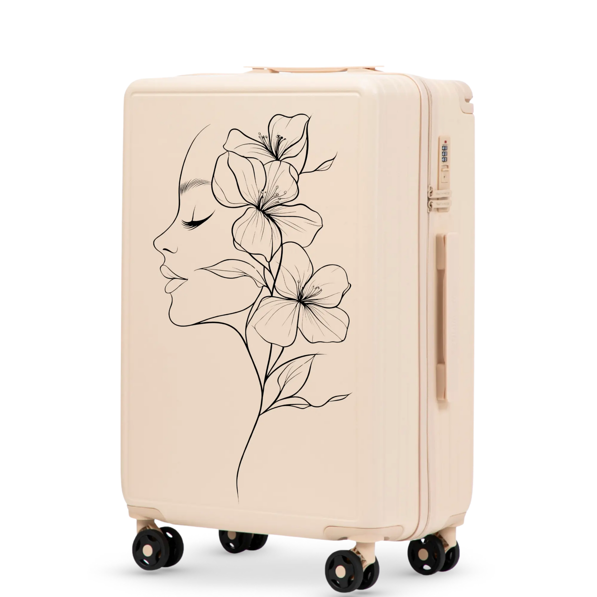 Walizka średnia Wings ABS+ 24" Customized DIRTY WHITE FLOWER customized