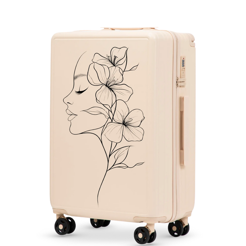 Medium Wings ABS+ Suitcase 24" Customized DIRTY WHITE FLOWER